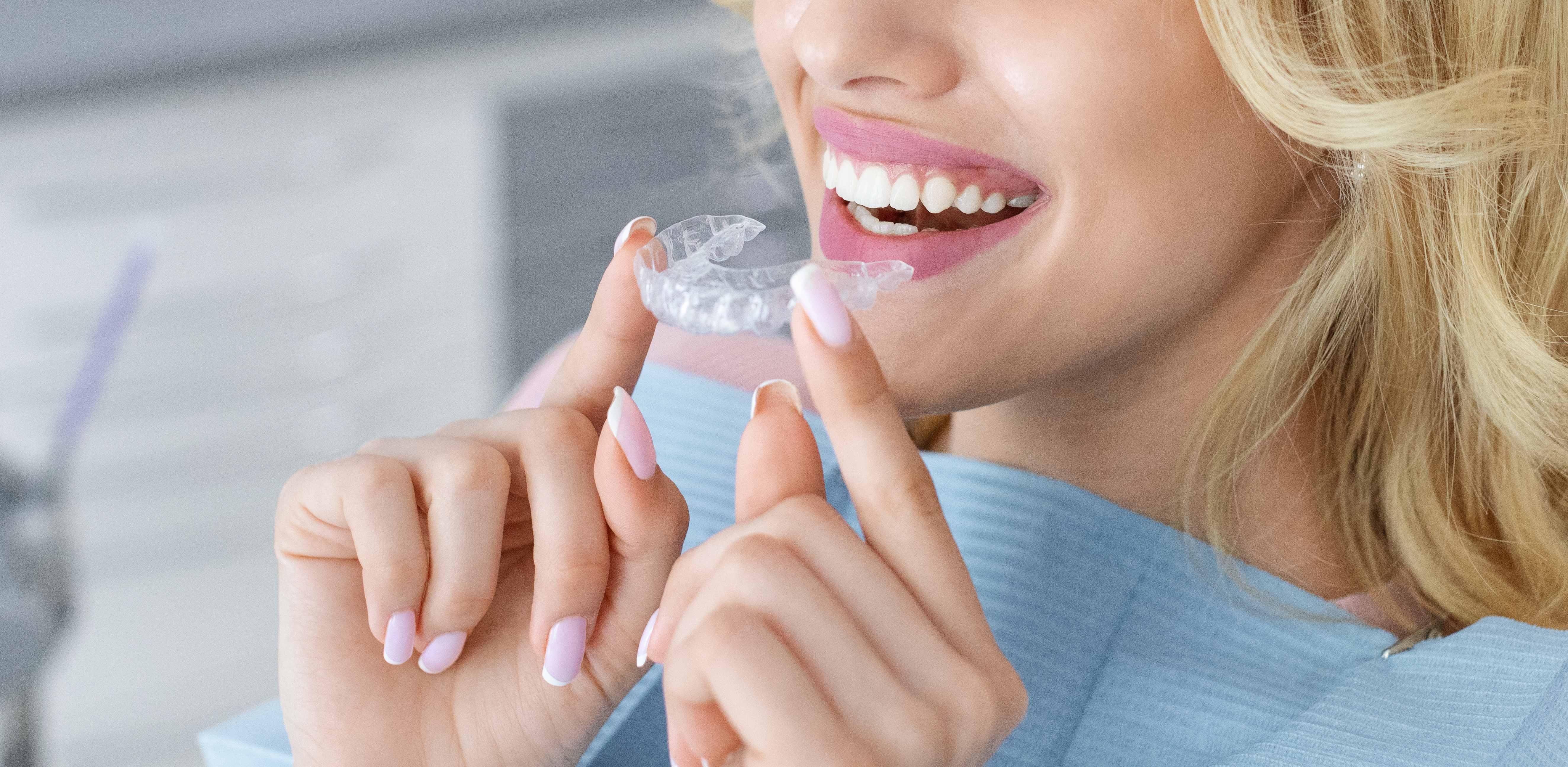 Woman using invisalign